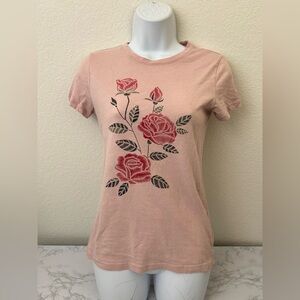 free state daisy t shirt - Medium Pink Red Roses Pullover Short Sleeve Tee​​